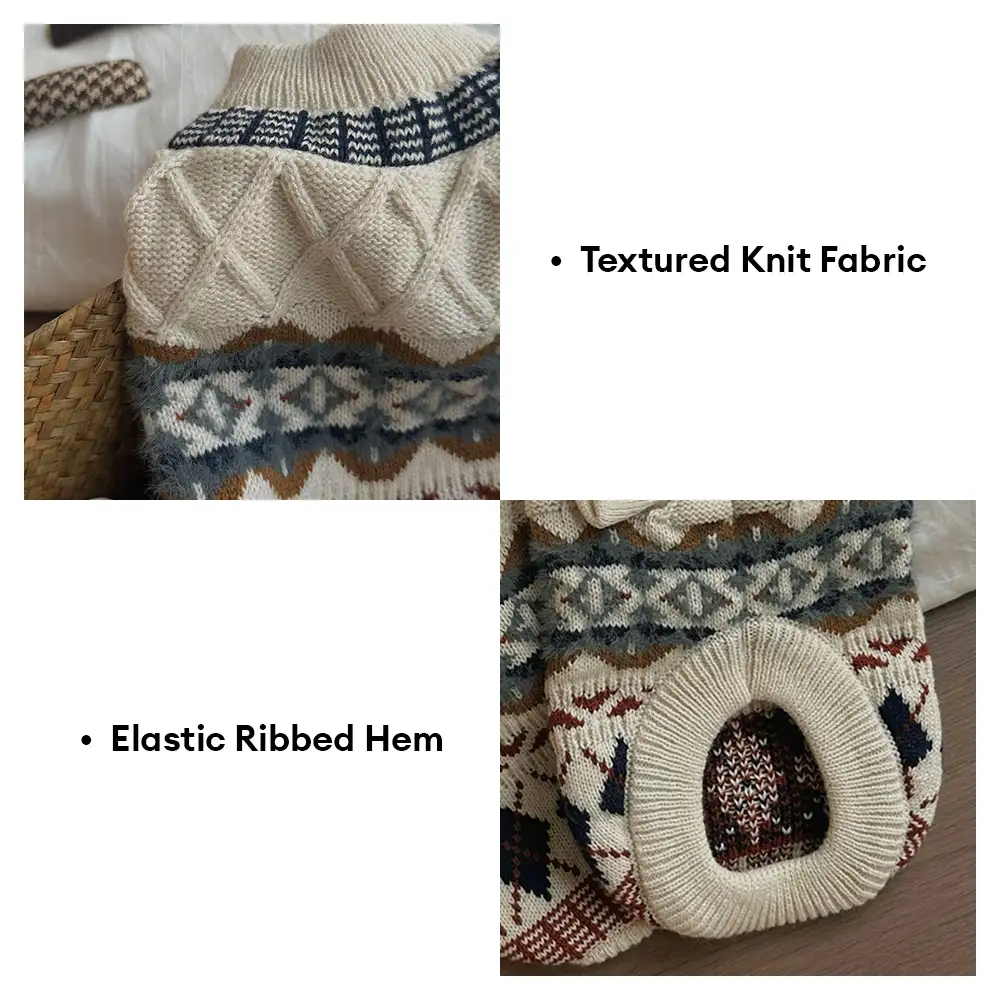 Pull pour chien en diamant Fair Isle tricoté - Image 7
