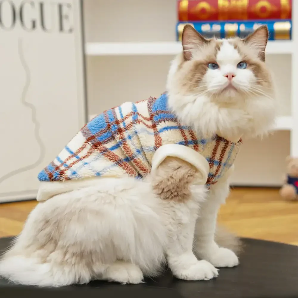 Pull pour chien en peluche confortable et chaud à carreaux, adapté à toutes les races de chiens. - Image 12