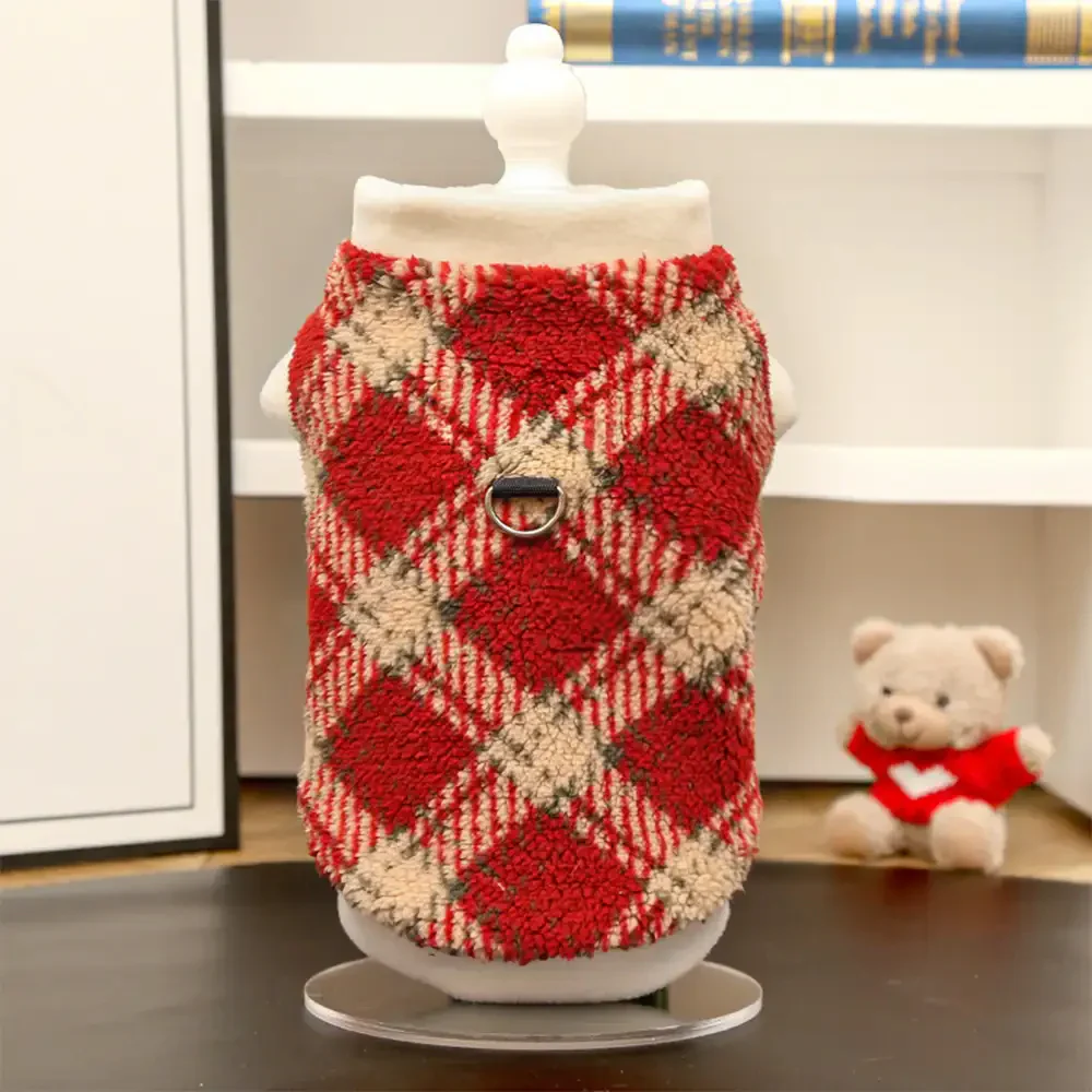 Pull pour chien en peluche confortable et chaud à carreaux, adapté à toutes les races de chiens. - Image 7