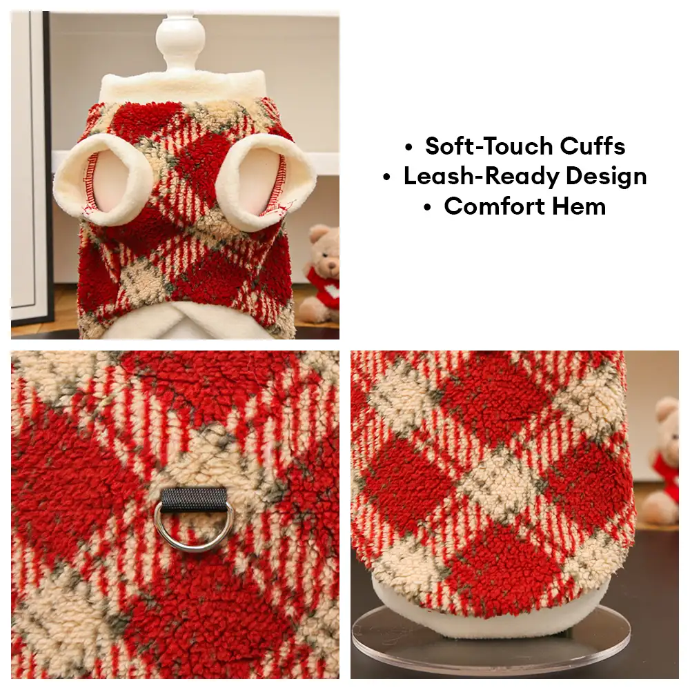 Pull pour chien en peluche confortable et chaud à carreaux, adapté à toutes les races de chiens. - Image 8