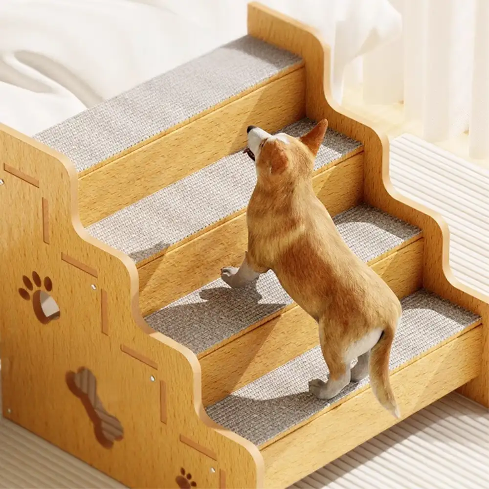 Rampe d’escalier pour chien en bois massif antidérapante et sécurisée - Image 2