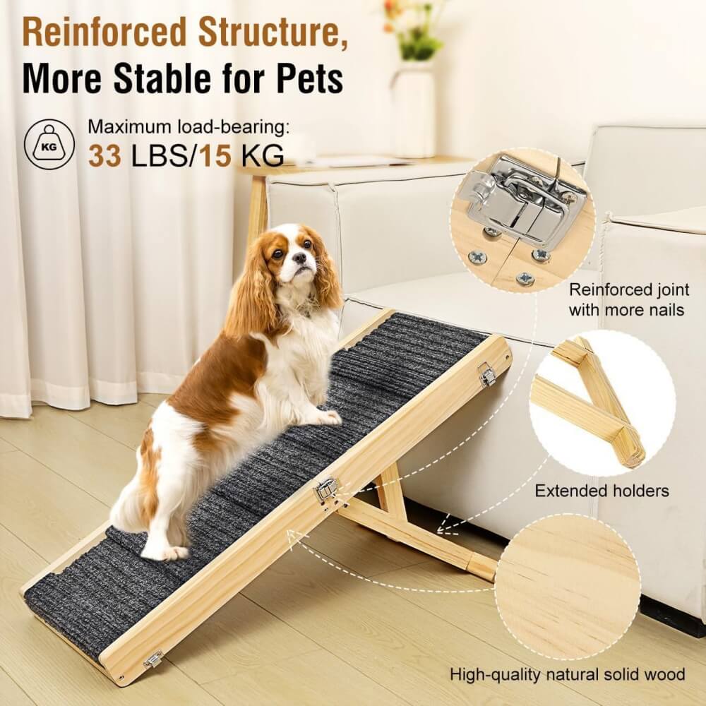 Rampe en bois pour chien réglable 4 hauteurs escaliers pliables pour chien - Image 3