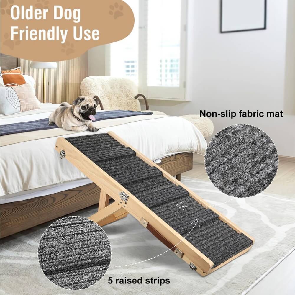 Rampe en bois pour chien réglable 4 hauteurs escaliers pliables pour chien - Image 5