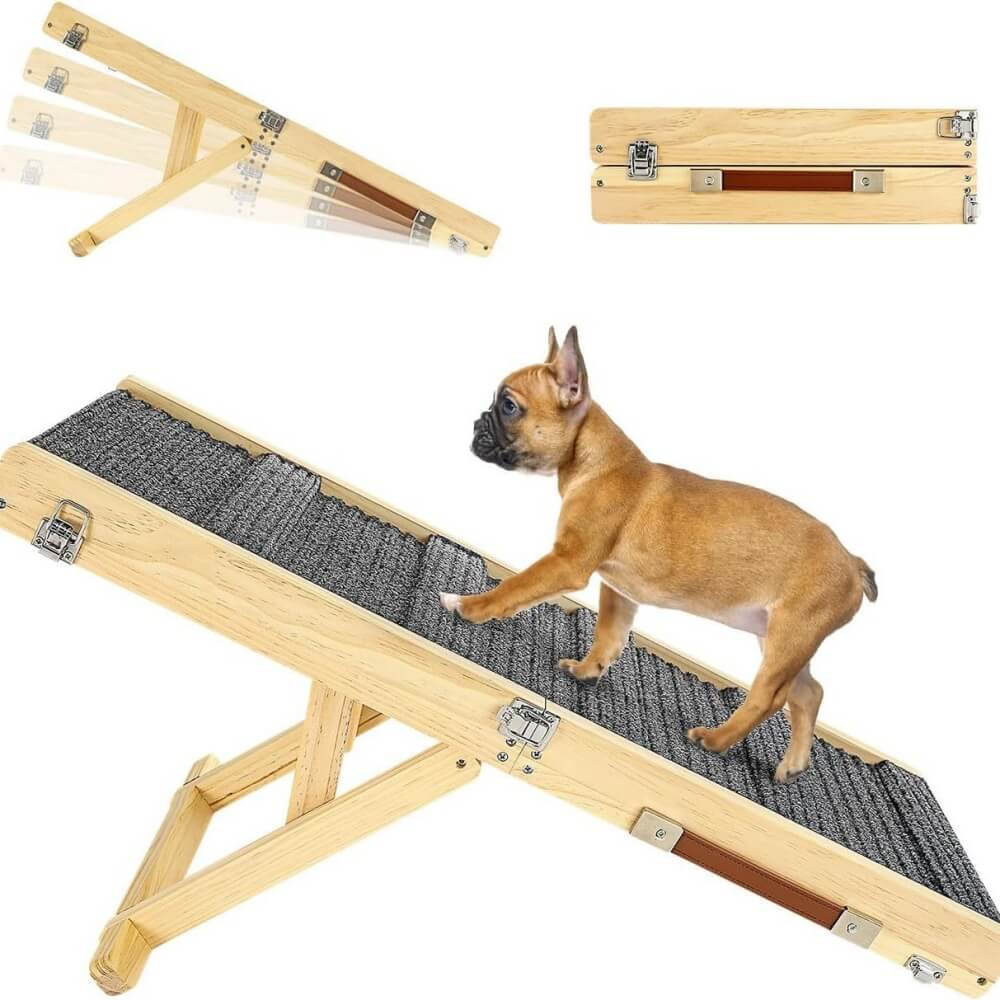 Rampe en bois pour chien réglable 4 hauteurs escaliers pliables pour chien - Image 8