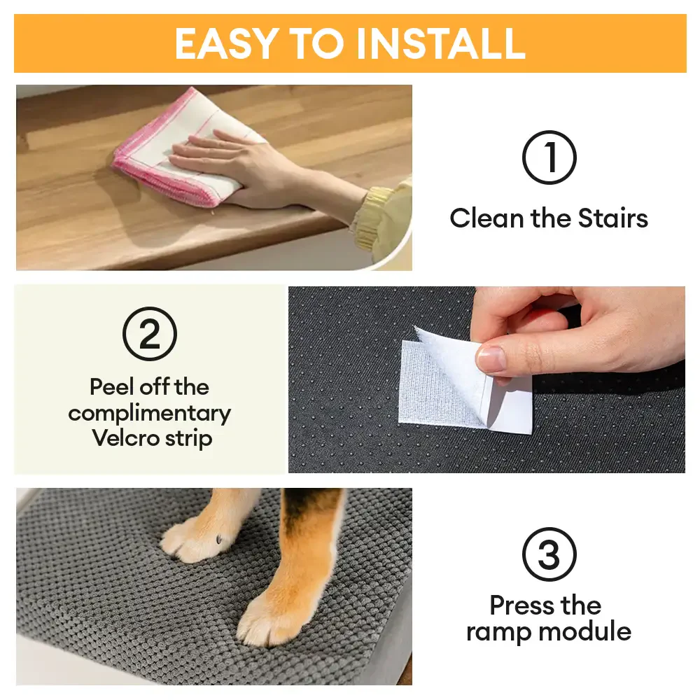 Rampe et escaliers modulaires en mousse pour chien pour escaliers avec Velcro - Image 9