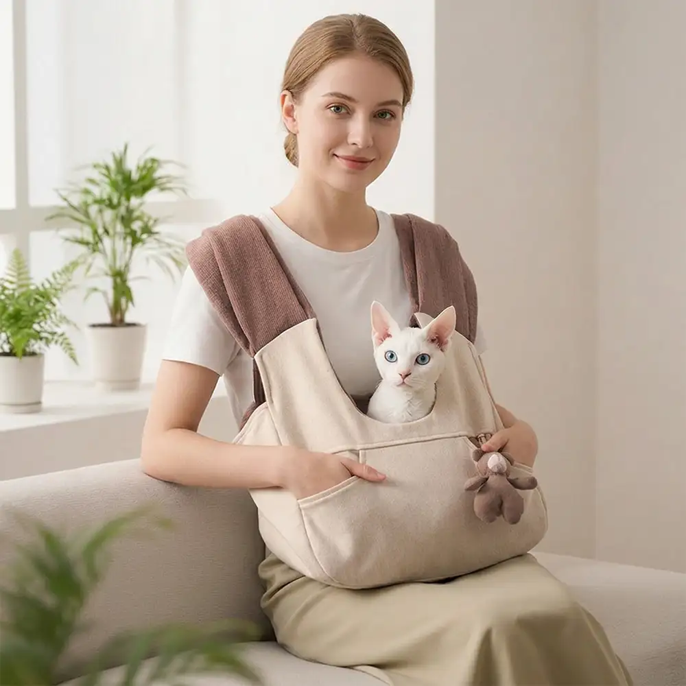 Sac à dos avant pour chat, portable et polyvalent, avec poche, transporteur de poitrine. - Image 8