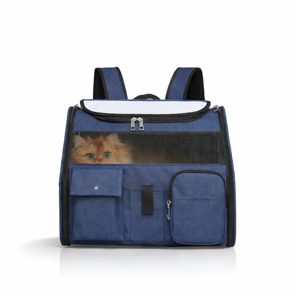 Sac à dos de transport portable à roulettes pour animaux de compagnie avec chariot détachable - Image 2