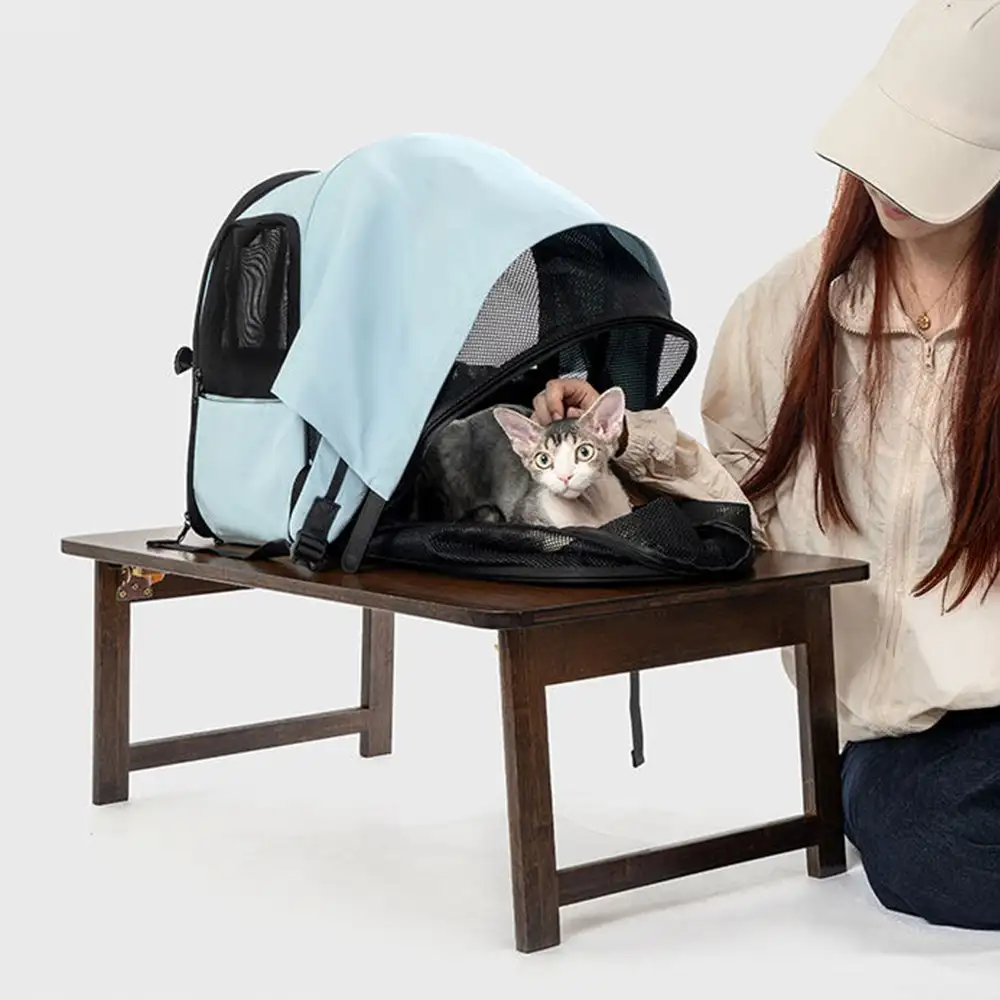 Sac à dos pour chat extensible et respirant pour les voyages en plein air avec auvent. - Image 14