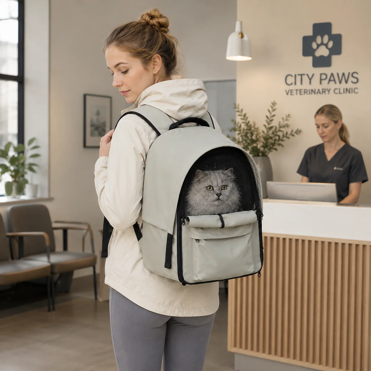 Sac à dos pour chat extensible et respirant pour les voyages en plein air avec auvent. - Image 4