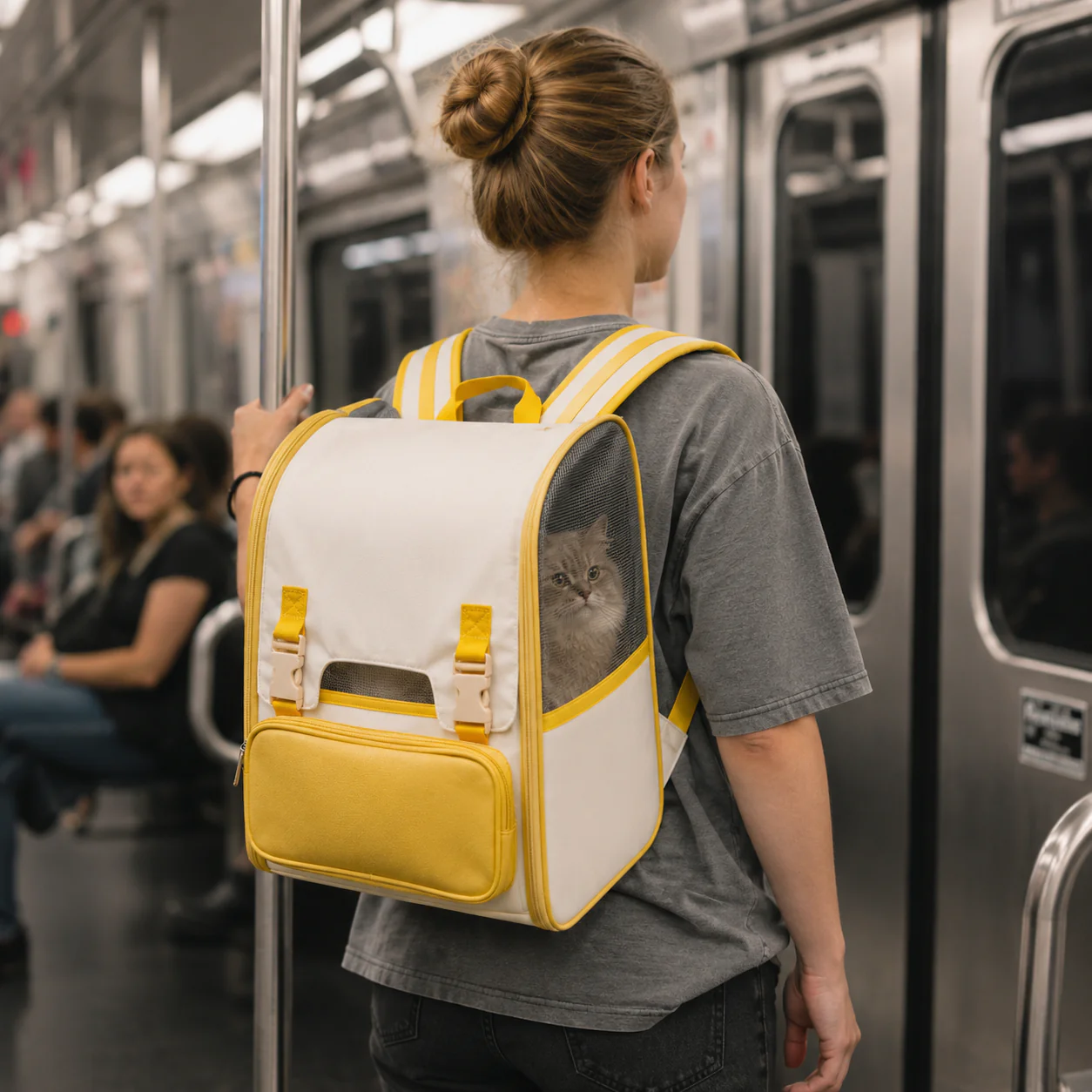 Sac à dos transporteur pour chat spacieux et léger avec fenêtre transparente - Image 4
