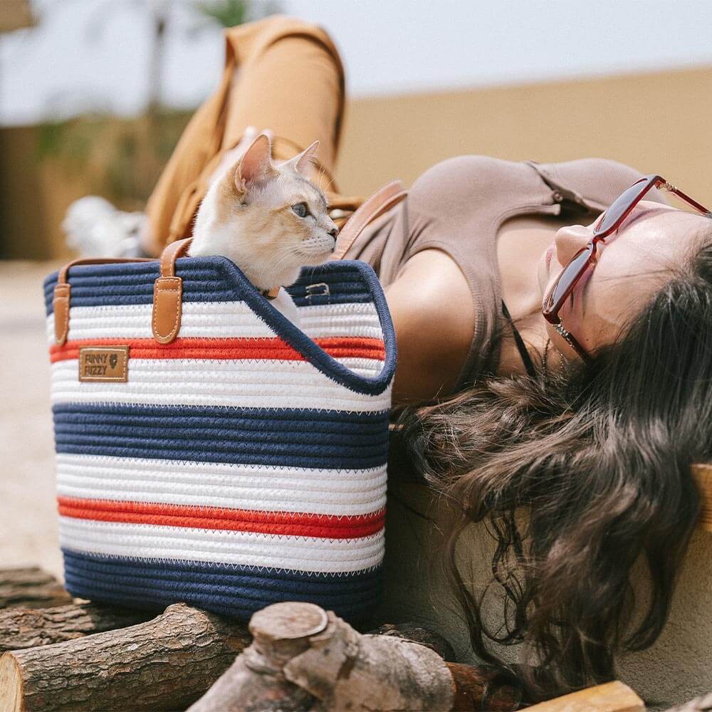 Sac de plage en coton tissé léger fait main transport pour animaux idéal pour les vacances d'été - Image 12
