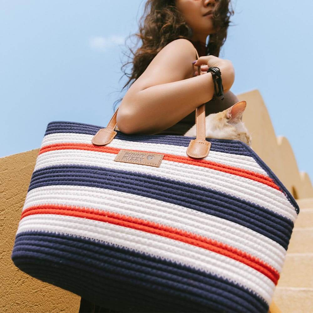 Sac de plage en coton tissé léger fait main transport pour animaux idéal pour les vacances d'été - Image 16