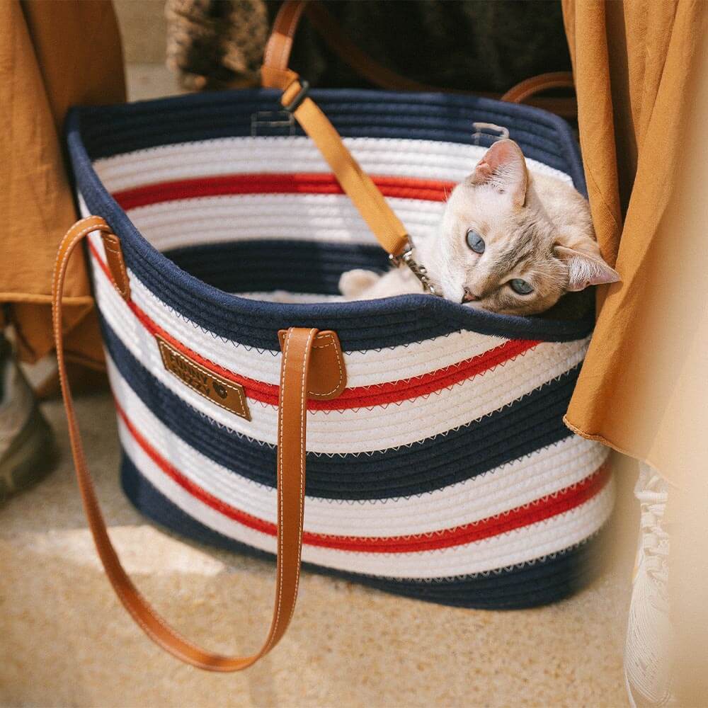 Sac de plage en coton tissé léger fait main transport pour animaux idéal pour les vacances d'été - Image 24