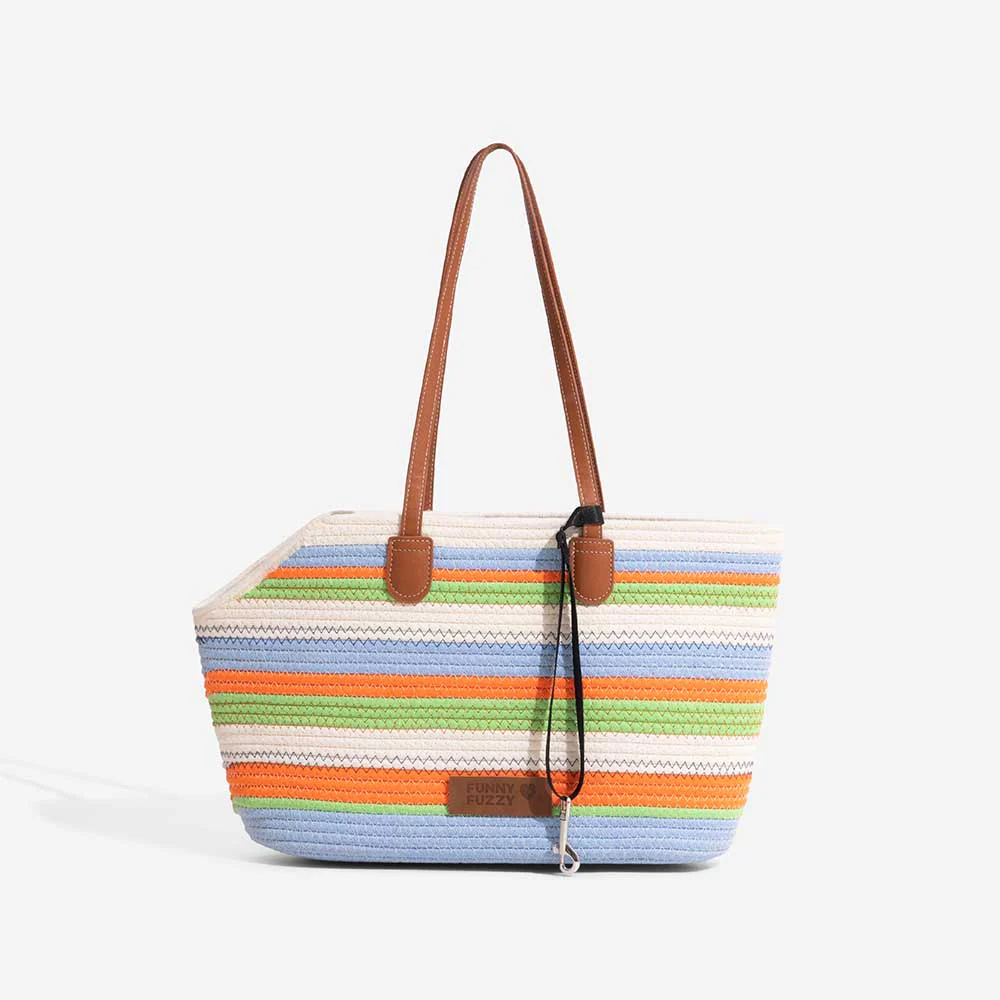 Sac de plage en coton tissé léger fait main transport pour animaux idéal pour les vacances d'été - Image 3