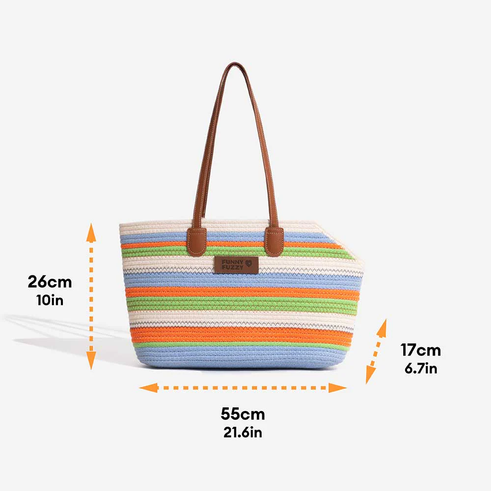 Sac de plage en coton tissé léger fait main transport pour animaux idéal pour les vacances d'été - Image 5