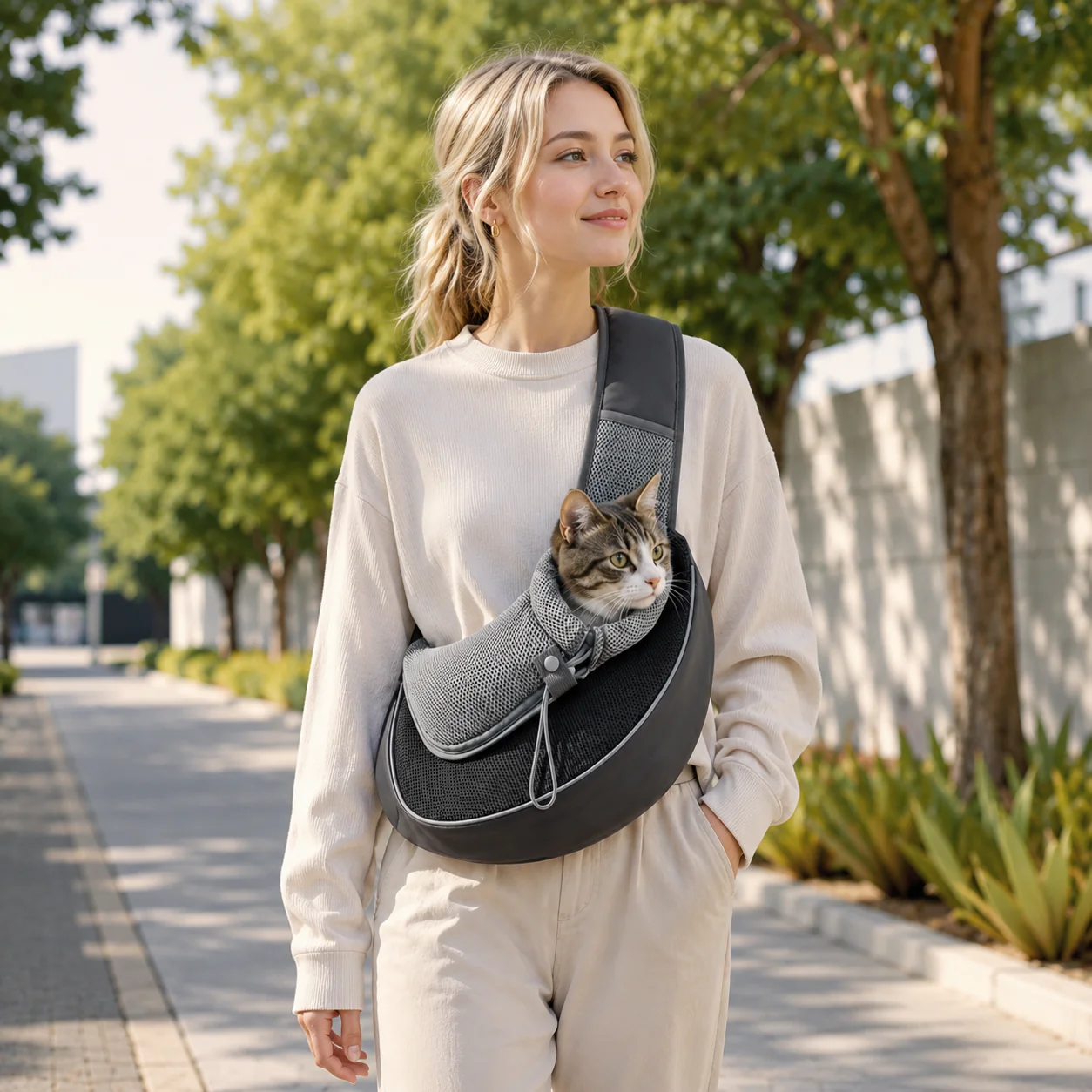 Sac de transport élégant portable en cuir PU pour chien et chat - Image 5