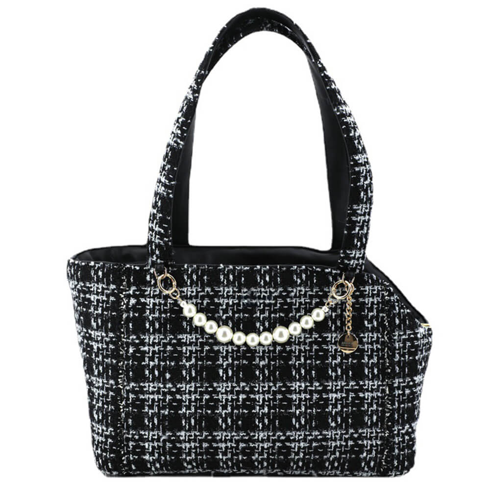 Sac de transport léger tweed doux à carreaux pour chien et chat - Image 17
