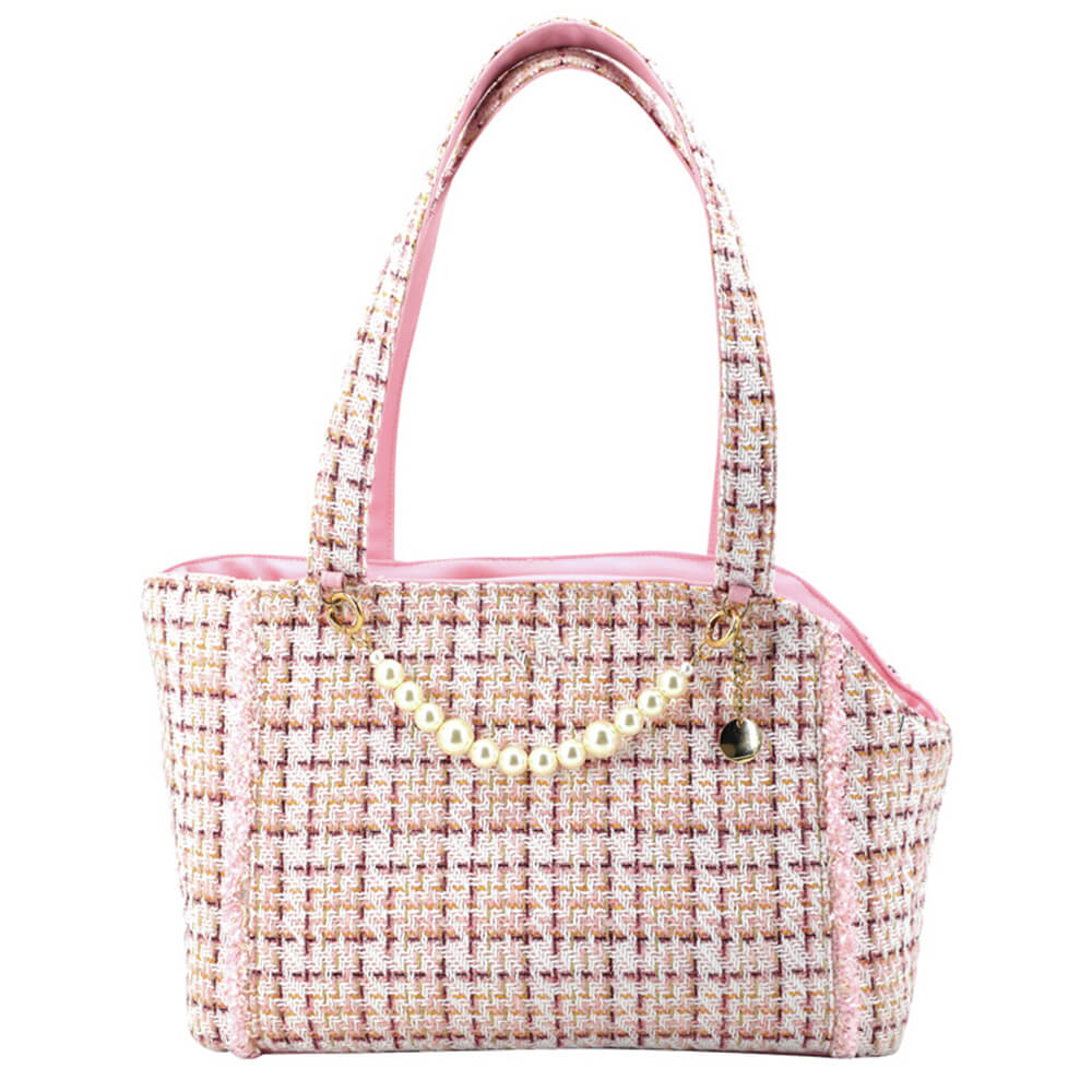 Sac de transport léger tweed doux à carreaux pour chien et chat - Image 18