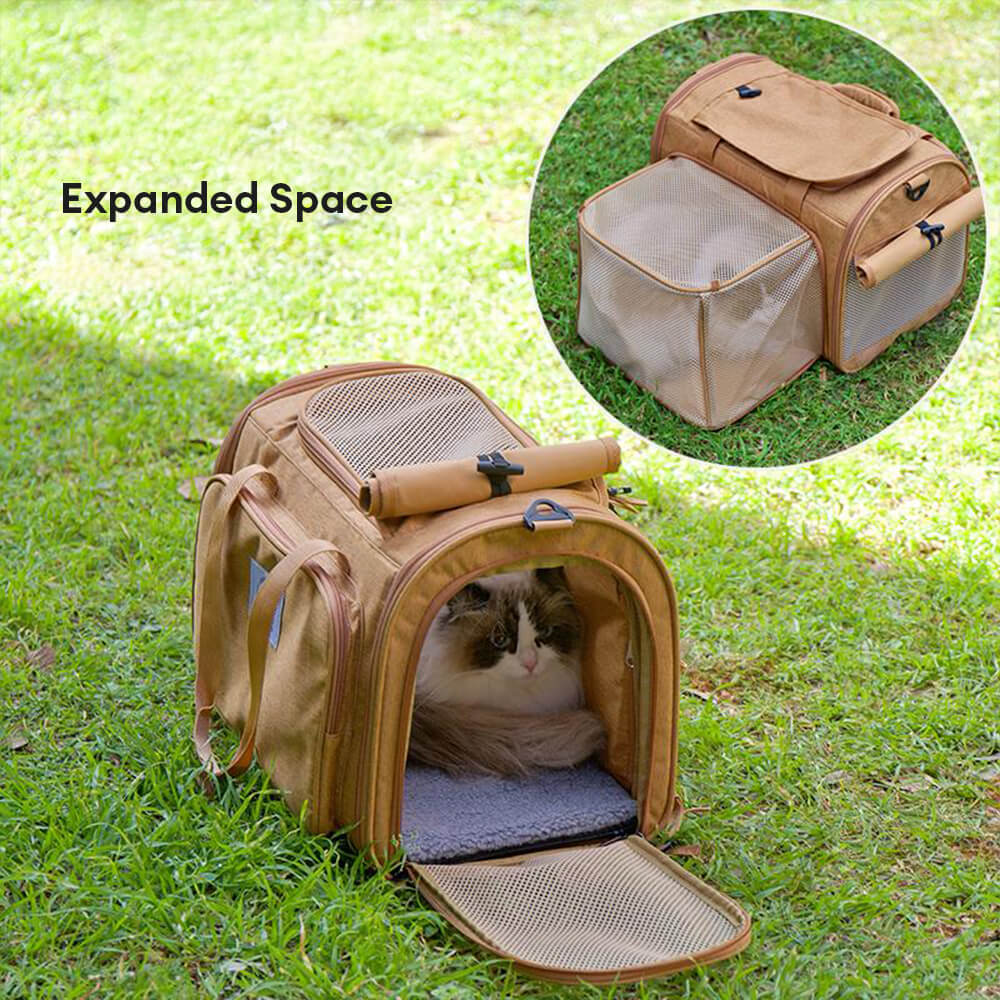Sac de transport pour chat à bandoulière unique avec large espace extensible - Image 8