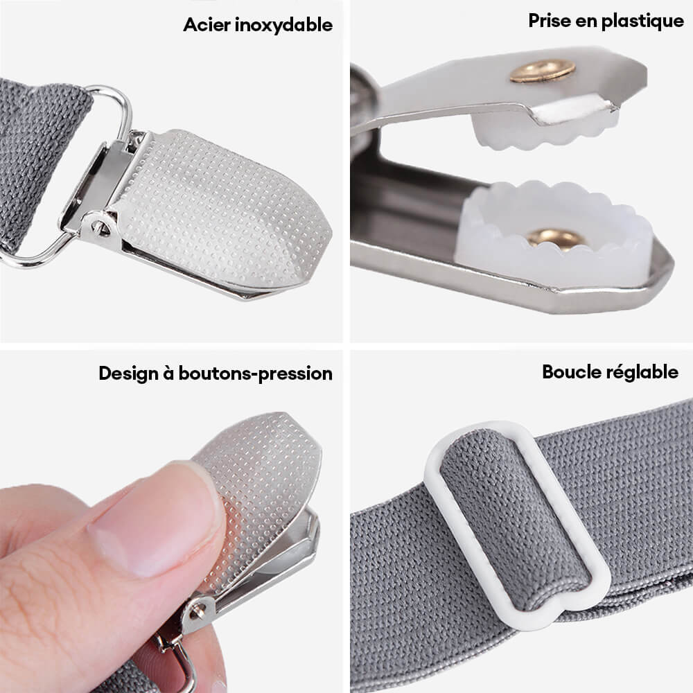 Sangles de drap élastiques antidérapantes ajustables avec clips métalliques - Image 6