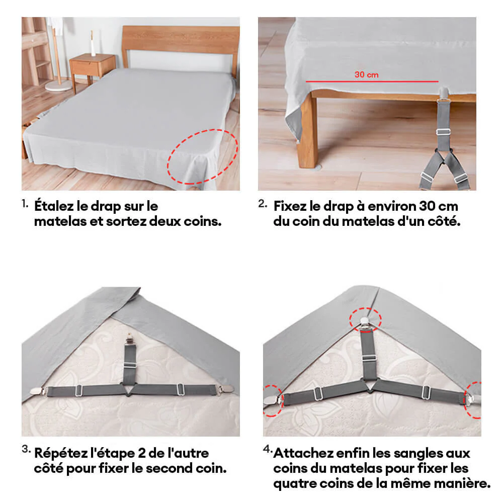 Sangles de drap élastiques antidérapantes ajustables avec clips métalliques - Image 7