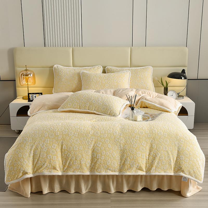Set de draps en velours floral sculpté élégant peau douce - Image 10