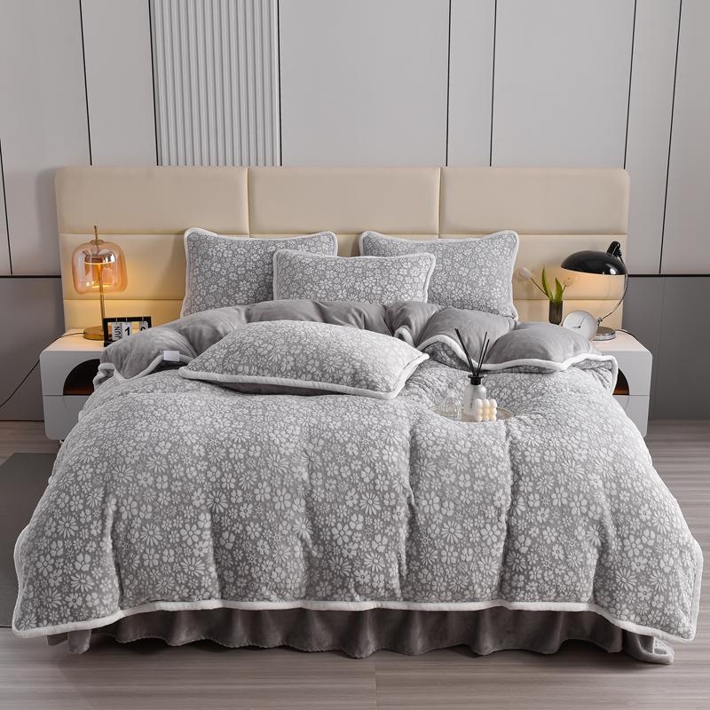 Set de draps en velours floral sculpté élégant peau douce - Image 11