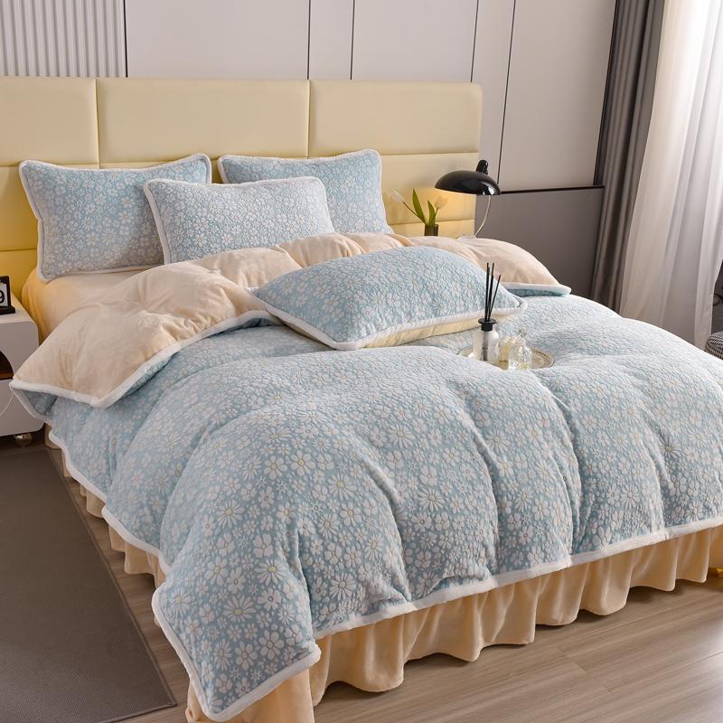 Set de draps en velours floral sculpté élégant peau douce - Image 12