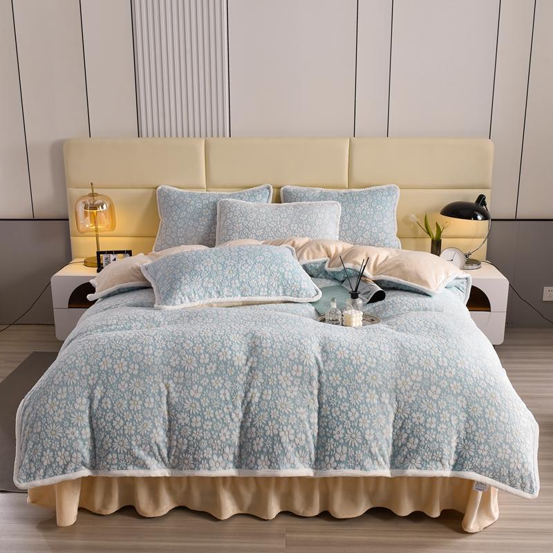 Set de draps en velours floral sculpté élégant peau douce - Image 14
