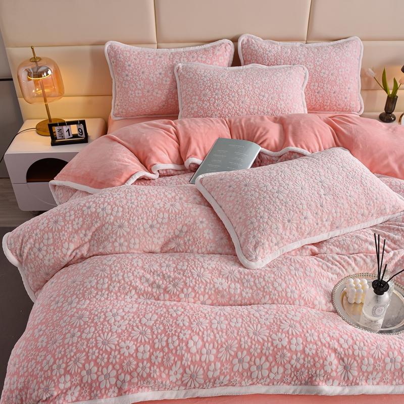Set de draps en velours floral sculpté élégant peau douce - Image 16