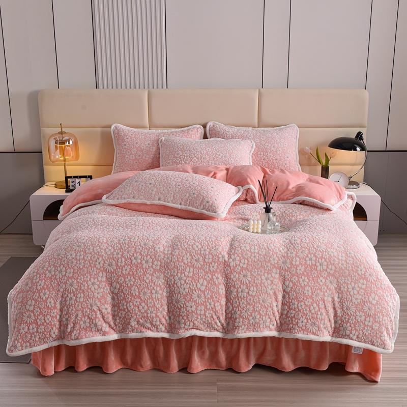 Set de draps en velours floral sculpté élégant peau douce - Image 17
