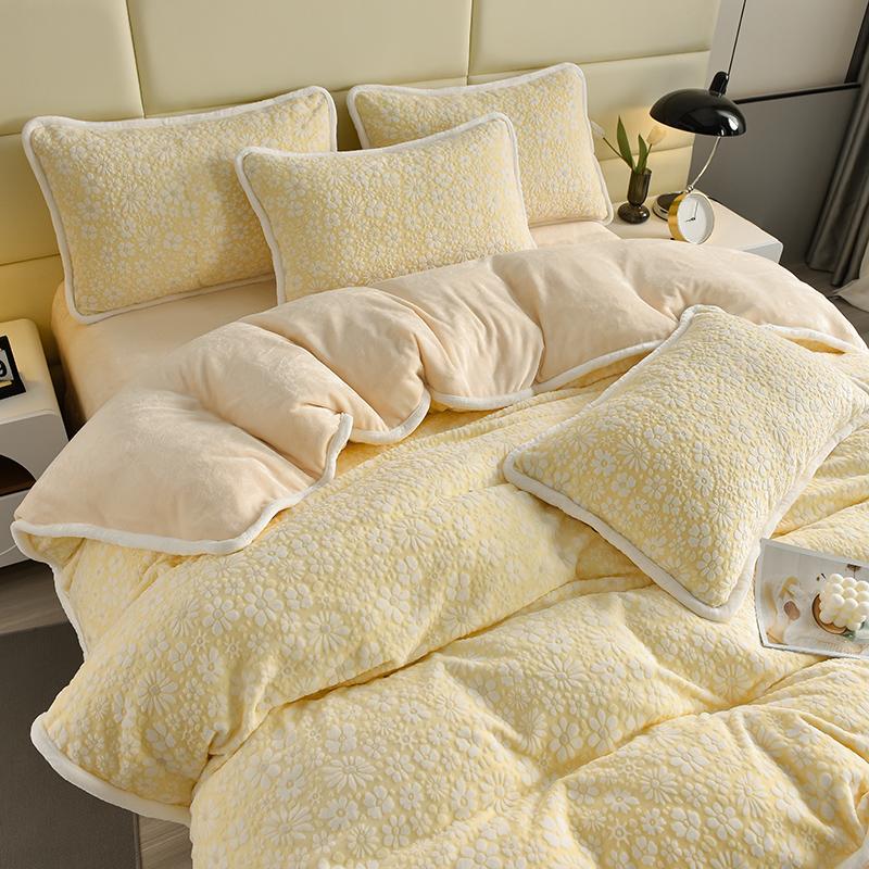 Set de draps en velours floral sculpté élégant peau douce - Image 3