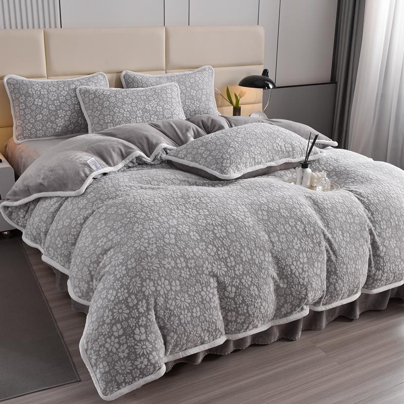 Set de draps en velours floral sculpté élégant peau douce - Image 4