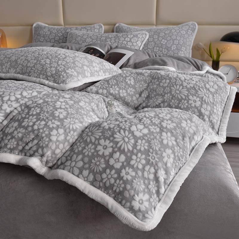 Set de draps en velours floral sculpté élégant peau douce - Image 5