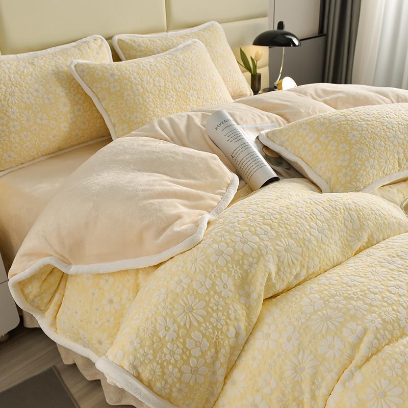 Set de draps en velours floral sculpté élégant peau douce - Image 6