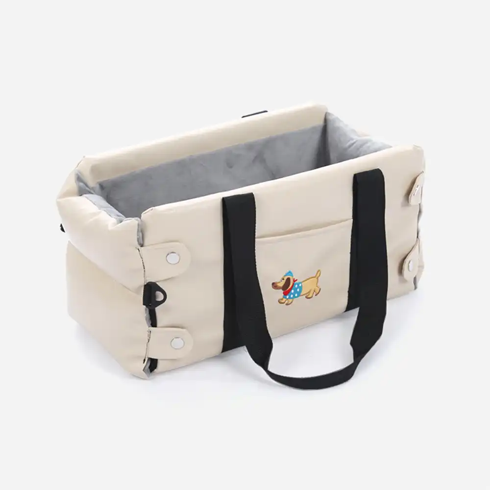 Siège auto pour animaux en similicuir imperméable console centrale portable pour voyages - Image 11