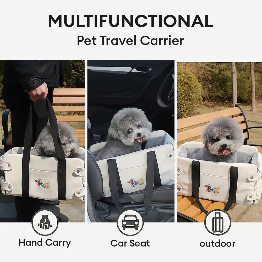 Siège auto pour animaux en similicuir imperméable console centrale portable pour voyages - Image 2