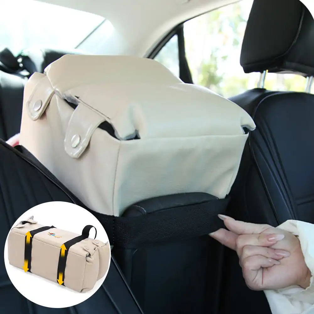 Siège auto pour animaux en similicuir imperméable console centrale portable pour voyages - Image 6