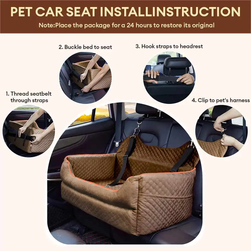 Siège auto rehausseur pour chien grand format portable lavable et sécurisé pour siège arrière - Image 3