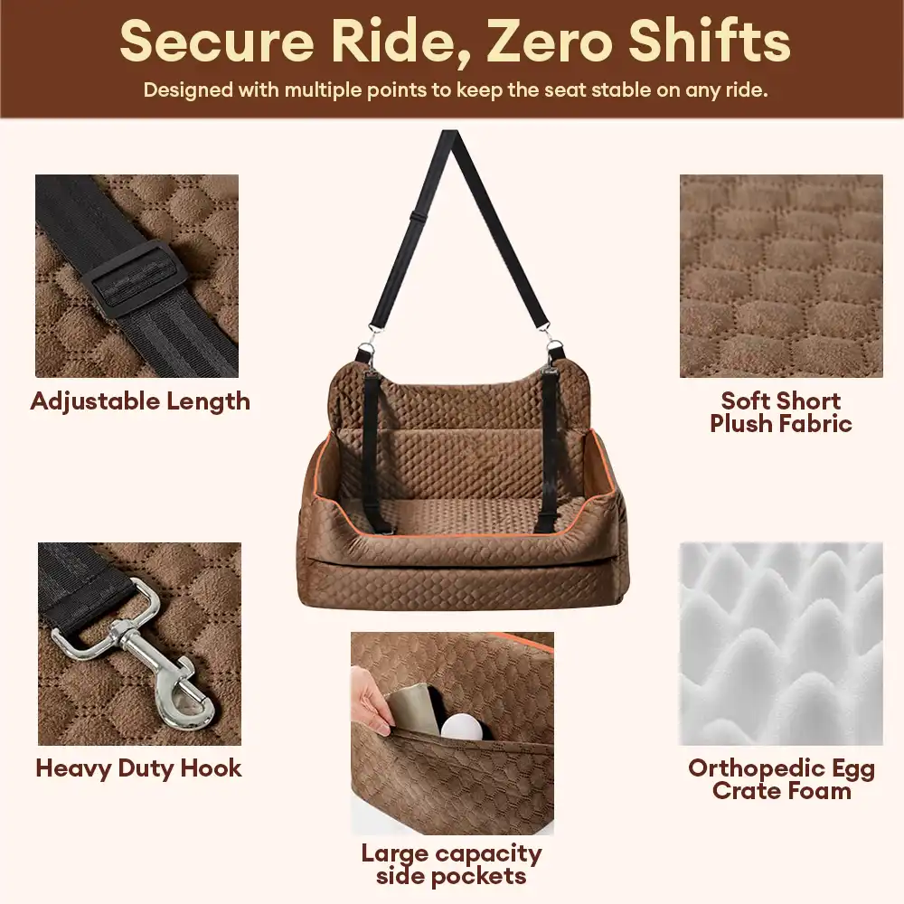 Siège auto rehausseur pour chien grand format portable lavable et sécurisé pour siège arrière - Image 4