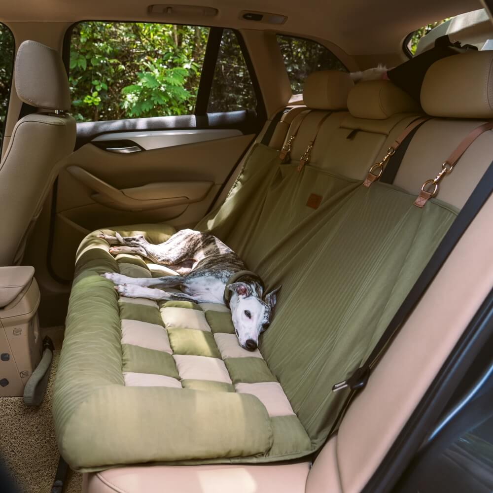 Siège Auto Sécurisé pour Chien Grande Taille avec Repose-Tête - Style Échiquier - Image 5