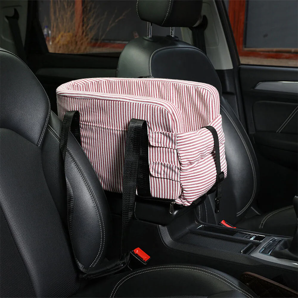 Siège de sécurité pour chien de voyage portable à carreaux avec console centrale élégante - Image 8