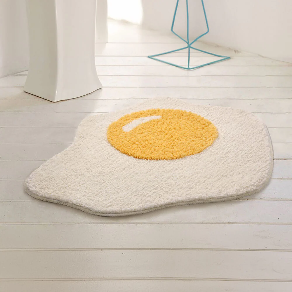 Tapis de bain shaggy en forme d'oeuf au plat multifonction décoratif antidérapant - Image 5