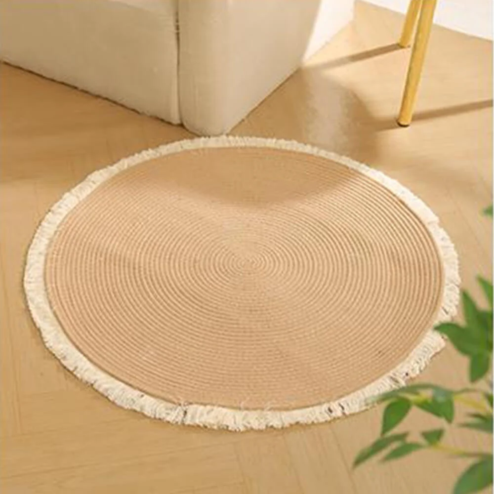 Tapis en jute tissé à la main style nordique durable avec franges pour chat - Image 11