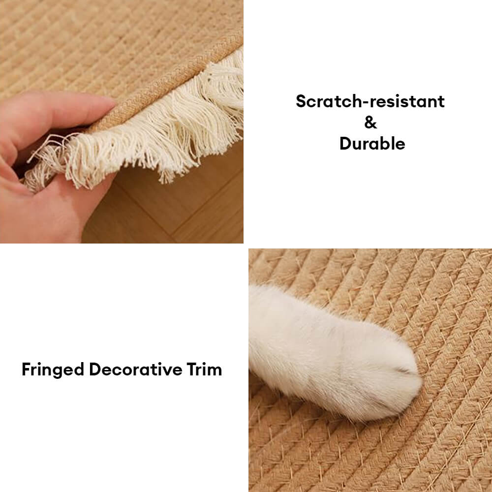 Tapis en jute tissé à la main style nordique durable avec franges pour chat - Image 4