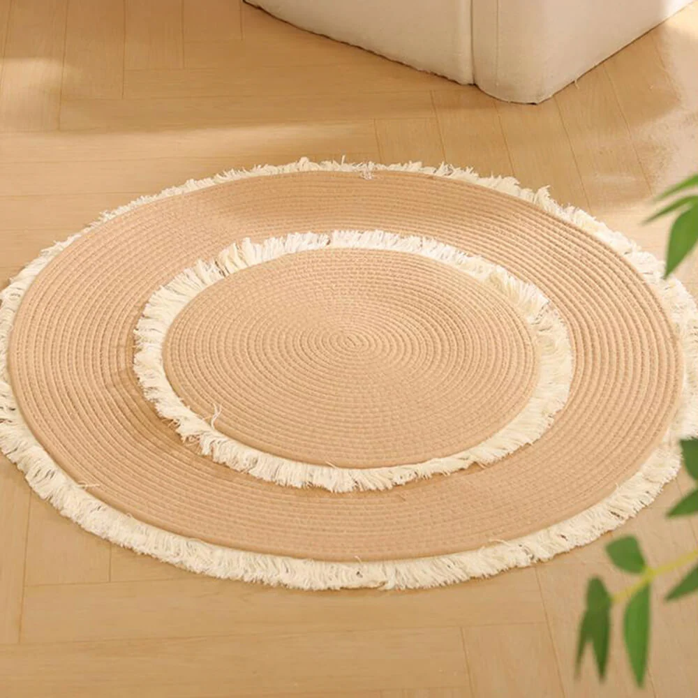 Tapis en jute tissé à la main style nordique durable avec franges pour chat - Image 8