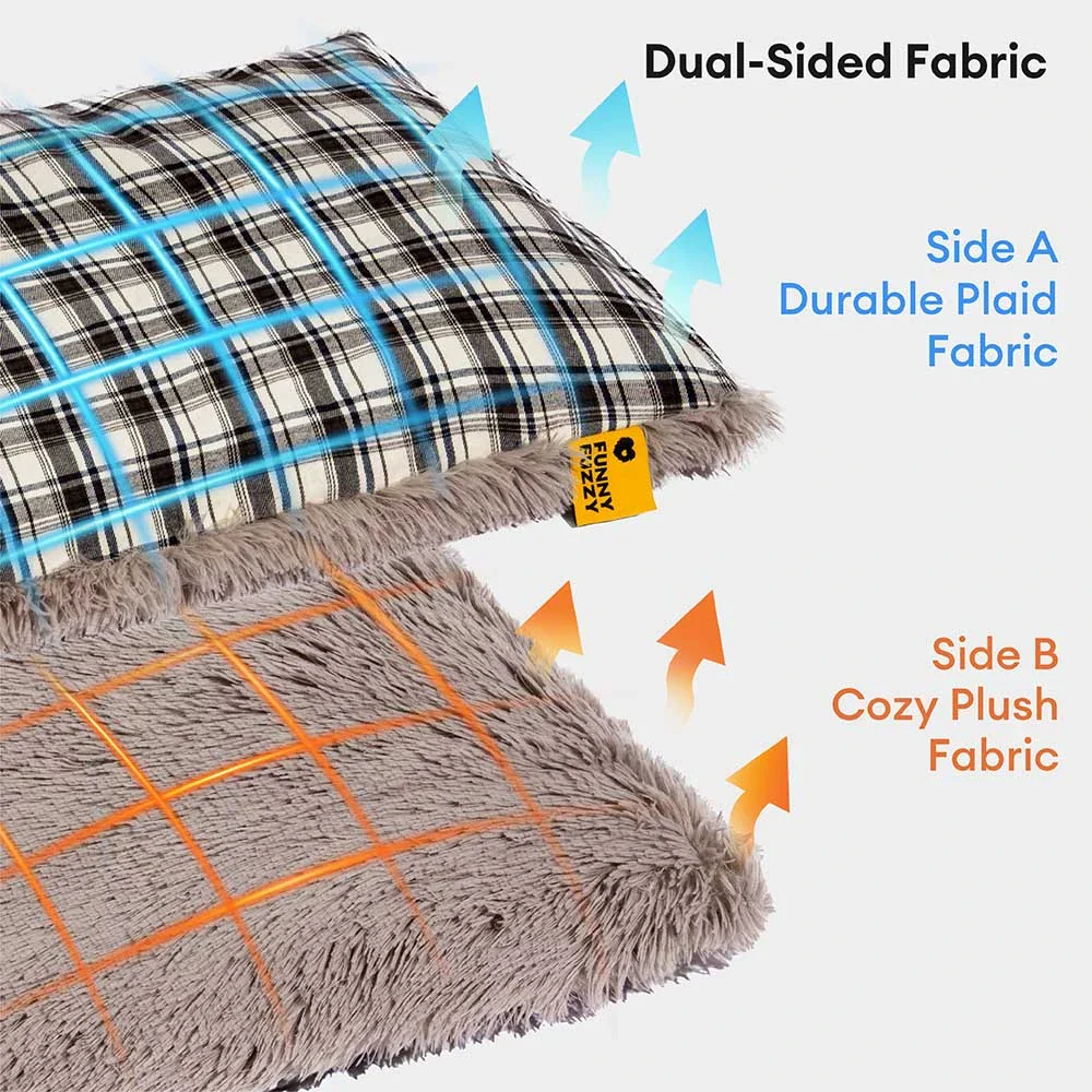 Tapis en peluche réversible à motif carreaux pour chien - Image 3