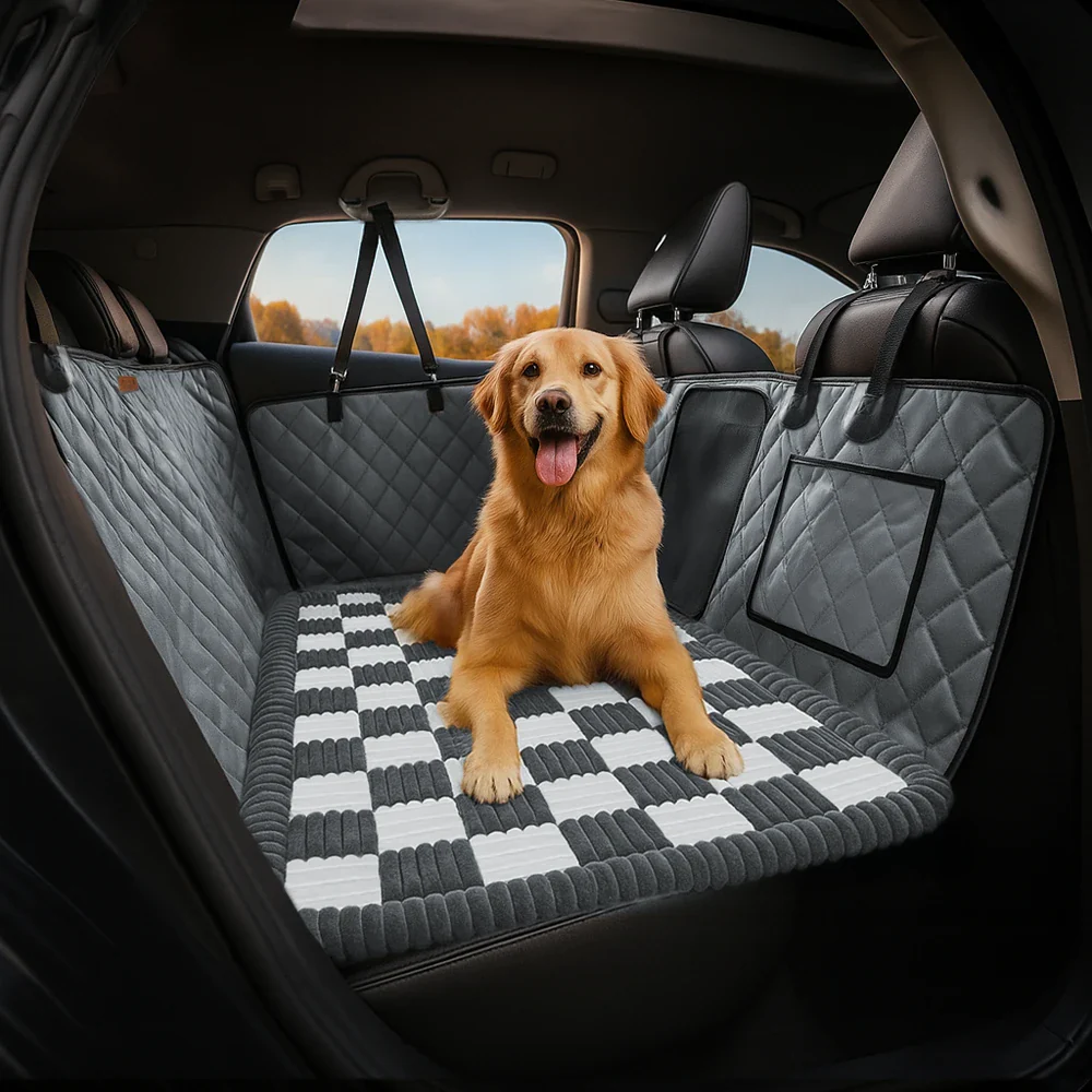 Tapis pour chien en plaid doux et antidérapant pour extension de siège auto - Image 12