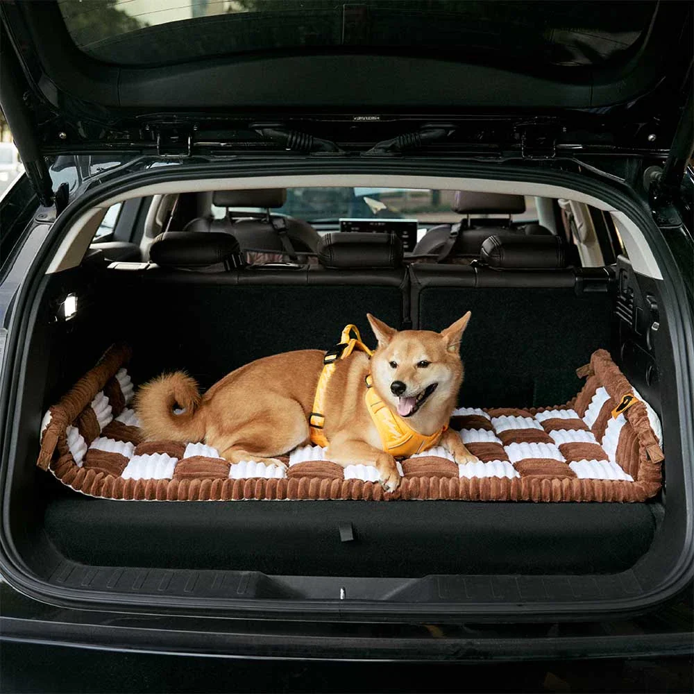 Tapis pour chien en plaid doux et antidérapant pour extension de siège auto - Image 2
