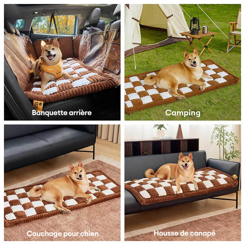 Tapis pour chien en plaid doux et antidérapant pour extension de siège auto - Image 7